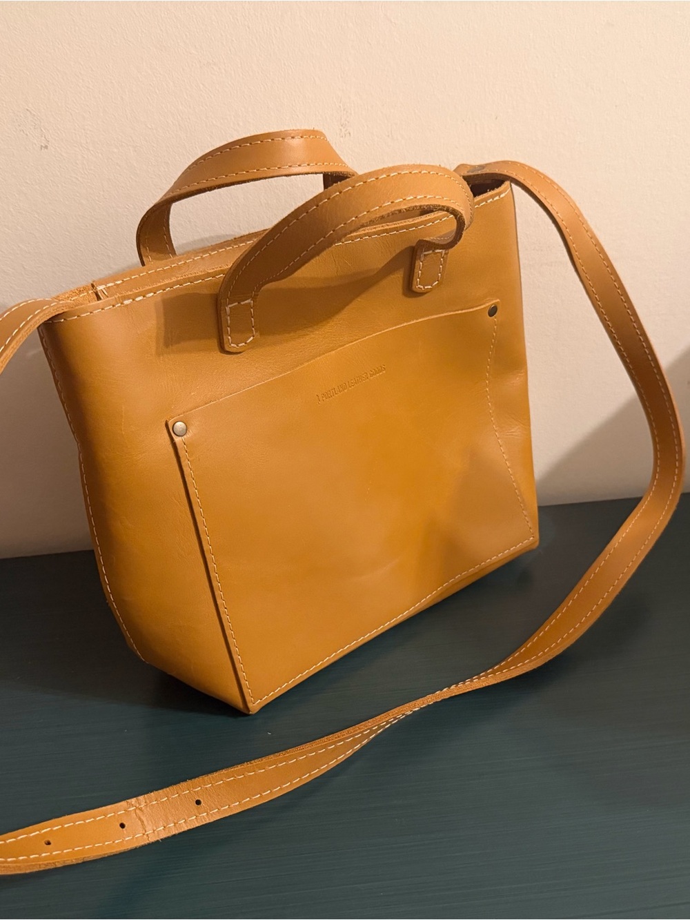 Portland Leather Women’s Tan Mango Mini Crossbody Leather Tote Bag